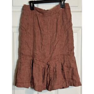 H&M Women's Linen Orange Skirt, Ruffles, Pencil Skirt, Polyester Lining, Size 4